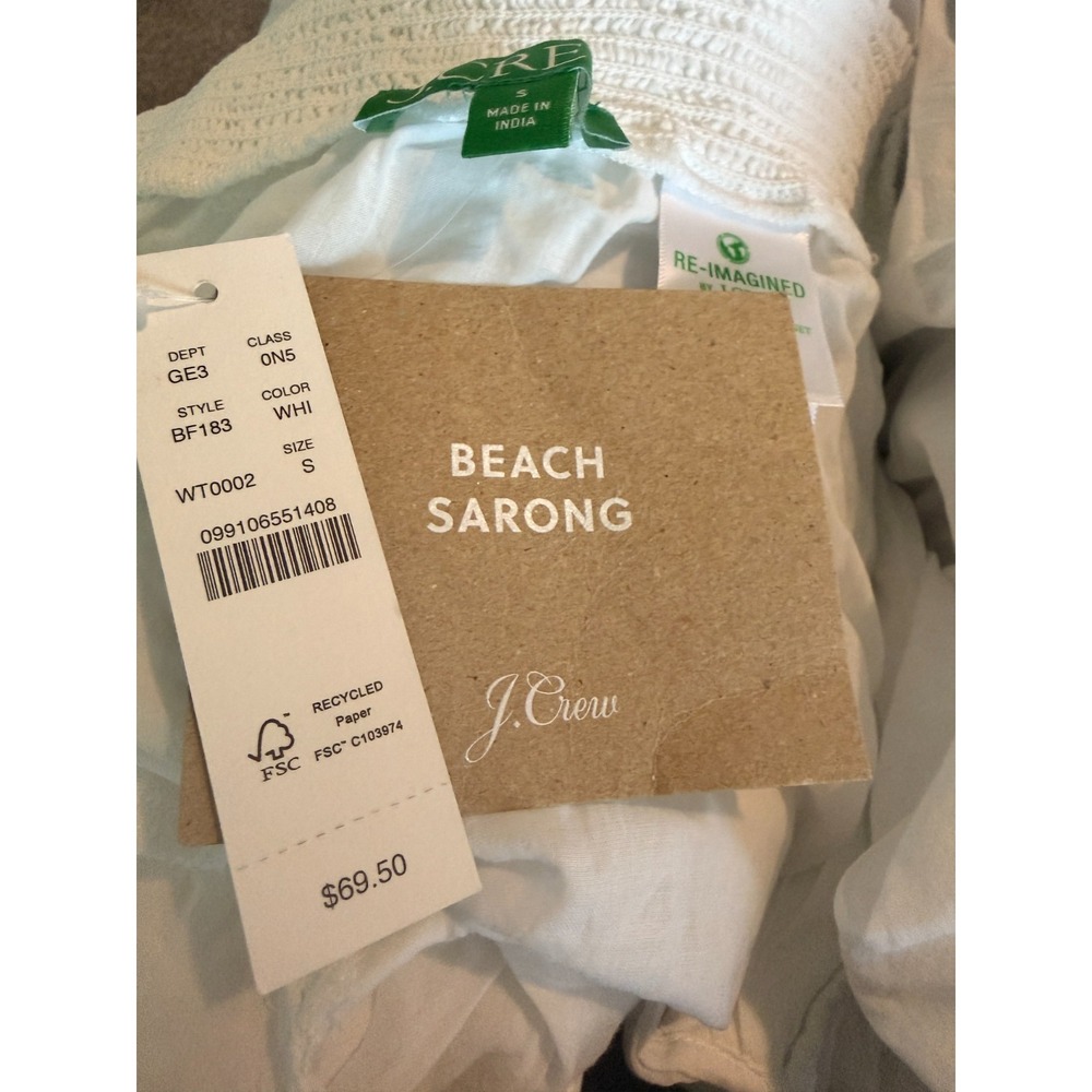 J. CREW White Convertible Beach Sarong Dress Small NWT BF183 - Picture 7 of 8